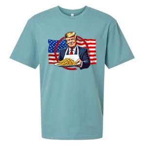 Patriotic Chef Illustration With American Flag Sueded Cloud Jersey T-Shirt