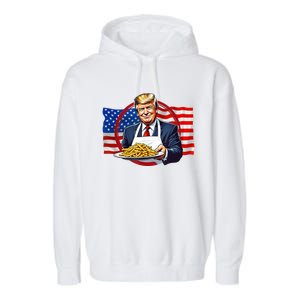 Patriotic Chef Illustration With American Flag Garment-Dyed Fleece Hoodie