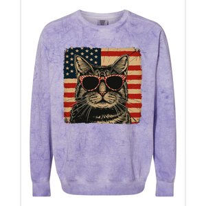 Patriotic Cat Independence Day Celebration Colorblast Crewneck Sweatshirt