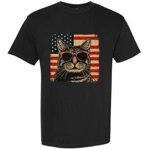 Patriotic Cat Independence Day Celebration Garment-Dyed Heavyweight T-Shirt