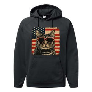 Patriotic Cat Independence Day Celebration Performance Fleece Hoodie