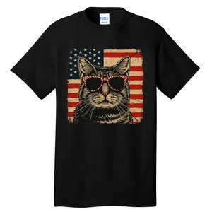 Patriotic Cat Independence Day Celebration Tall T-Shirt