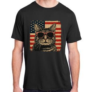 Patriotic Cat Independence Day Celebration Adult ChromaSoft Performance T-Shirt