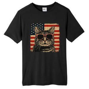 Patriotic Cat Independence Day Celebration Tall Fusion ChromaSoft Performance T-Shirt