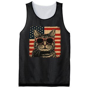 Patriotic Cat Independence Day Celebration Mesh Reversible Basketball Jersey Tank