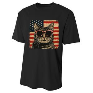 Patriotic Cat Independence Day Celebration Performance Sprint T-Shirt