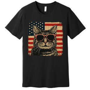 Patriotic Cat Independence Day Celebration Premium T-Shirt