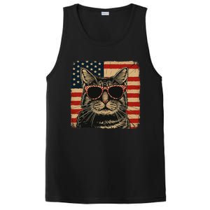 Patriotic Cat Independence Day Celebration PosiCharge Competitor Tank