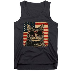 Patriotic Cat Independence Day Celebration Tank Top