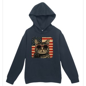 Patriotic Cat Independence Day Celebration Urban Pullover Hoodie