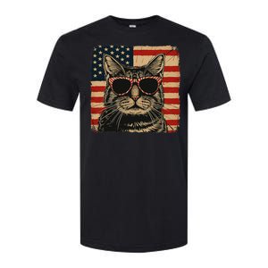 Patriotic Cat Independence Day Celebration Softstyle CVC T-Shirt