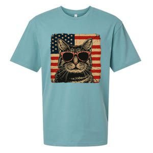 Patriotic Cat Independence Day Celebration Sueded Cloud Jersey T-Shirt