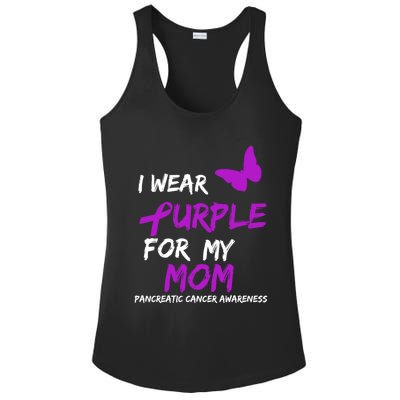 Pancreatic Cancer I Wear Purple For My Mom Ribbon Butterfly Cute Gift Ladies PosiCharge Competitor Racerback Tank