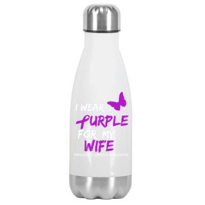 Pancreatic Cancer I Wear Purple For My Wife Ribbon Great Gift Stainless Steel Insulated Water Bottle