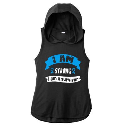 Prostate Cancer I Am Strong I Am A Survivor Ladies PosiCharge Tri-Blend Wicking Draft Hoodie Tank