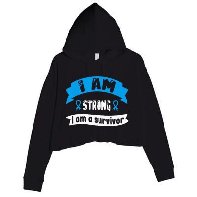 Prostate Cancer I Am Strong I Am A Survivor Crop Fleece Hoodie