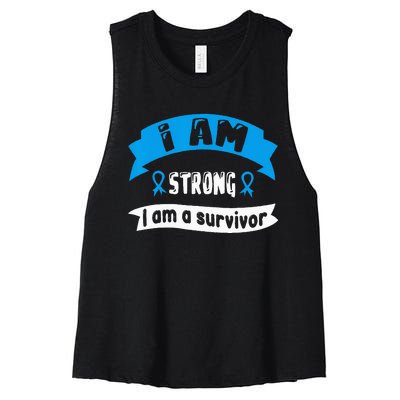 Prostate Cancer I Am Strong I Am A Survivor Women's Racerback Cropped Tank