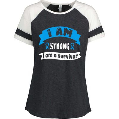 Prostate Cancer I Am Strong I Am A Survivor Enza Ladies Jersey Colorblock Tee