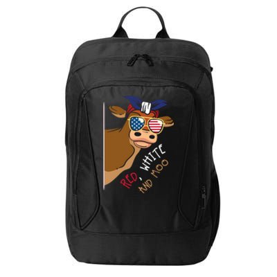 Patriotic Cow I Heifer I Usa Flag I Red White And Moo Cow Funny Gift City Backpack