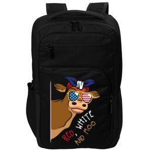 Patriotic Cow I Heifer I Usa Flag I Red White And Moo Cow Funny Gift Impact Tech Backpack