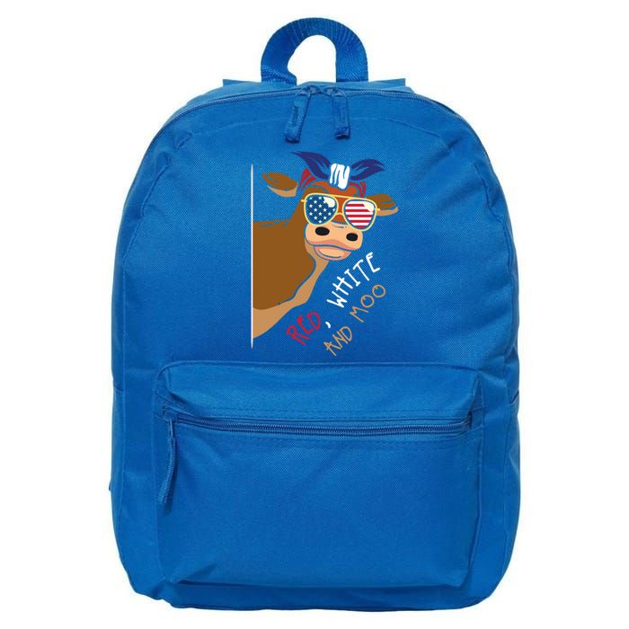 Patriotic Cow I Heifer I Usa Flag I Red White And Moo Cow Funny Gift 16 in Basic Backpack