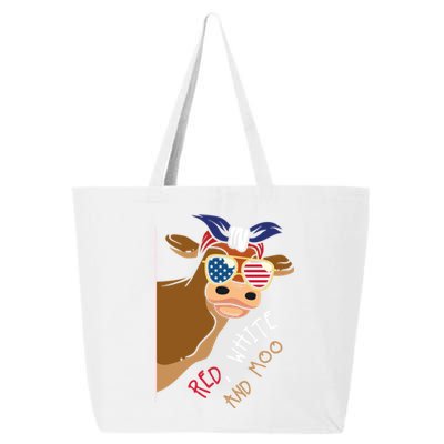 Patriotic Cow I Heifer I Usa Flag I Red White And Moo Cow Funny Gift 25L Jumbo Tote