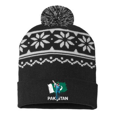 Pakistan Cricket Jersey 2024 Cricket Flag Of Pakistan USA-Made Snowflake Beanie