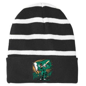 Pakistan Cricket Jersey 2024 Cricket Flag Of Pakistan Striped Beanie with Solid Band