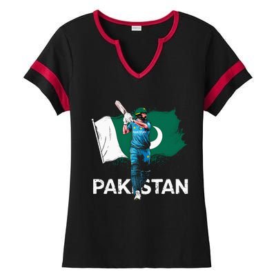 Pakistan Cricket Jersey 2024 Cricket Flag Of Pakistan Ladies Halftime Notch Neck Tee