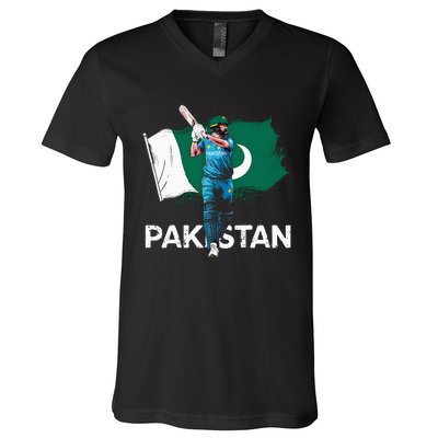 Pakistan Cricket Jersey 2024 Cricket Flag Of Pakistan V-Neck T-Shirt