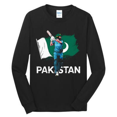 Pakistan Cricket Jersey 2024 Cricket Flag Of Pakistan Tall Long Sleeve T-Shirt