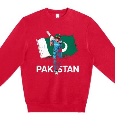 Pakistan Cricket Jersey 2024 Cricket Flag Of Pakistan Premium Crewneck Sweatshirt