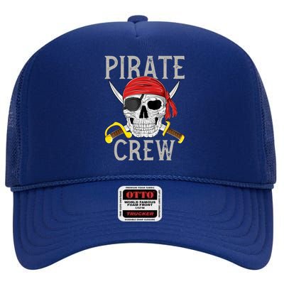 Pirate Crew Jolly Roger Flag Skull Family Matching Pirates High Crown Mesh Back Trucker Hat