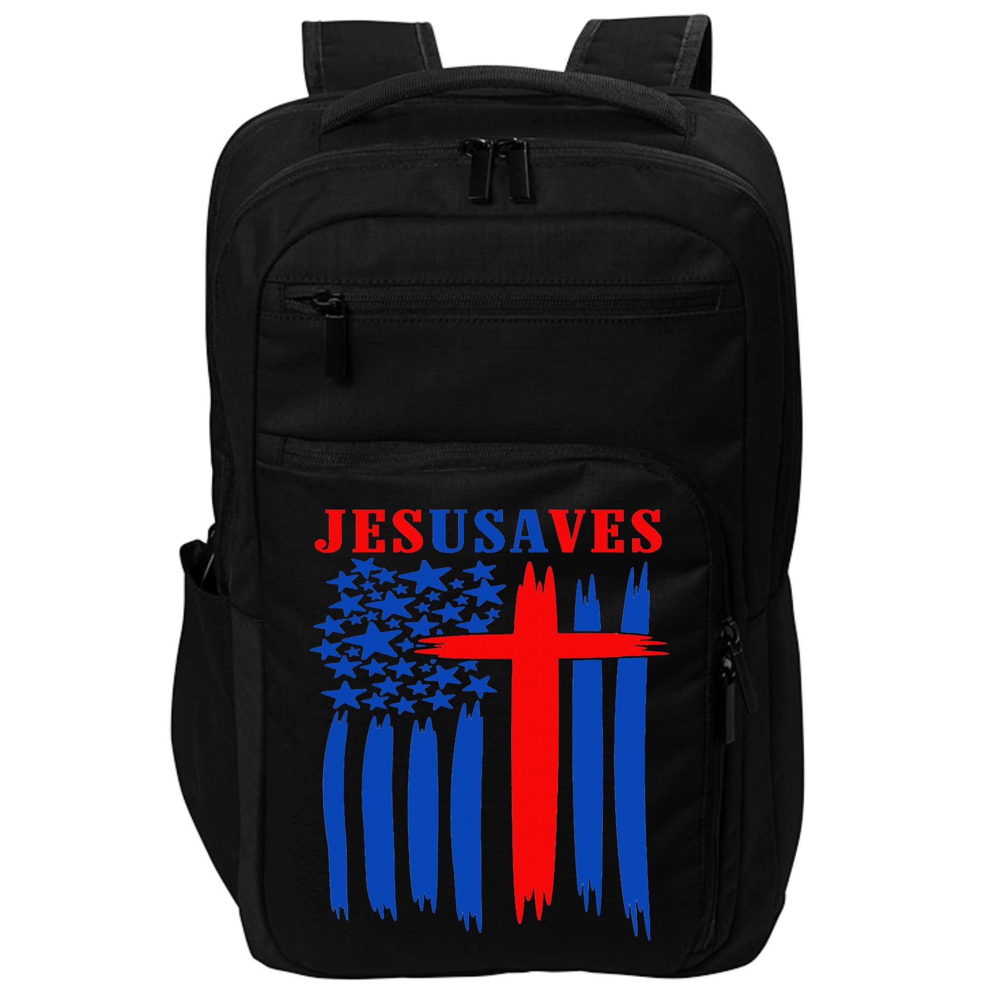 Patriotic Christian Jesus USA Saves Flag Cross America Flag Impact Tech Backpack