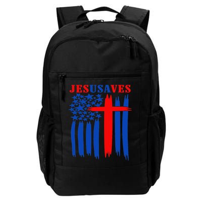 Patriotic Christian Jesus USA Saves Flag Cross America Flag Backpack