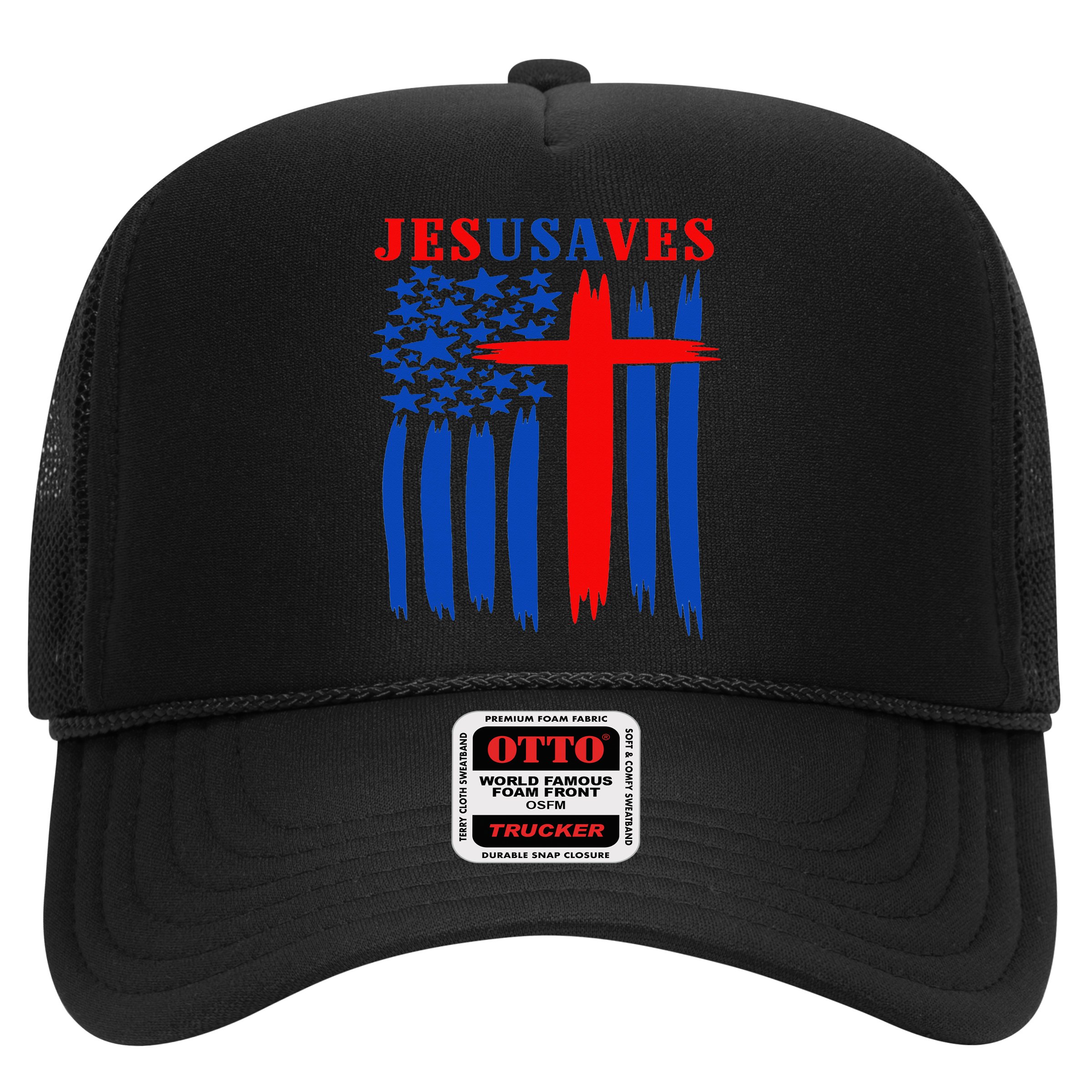 Patriotic Christian Jesus USA Saves Flag Cross America Flag Hat