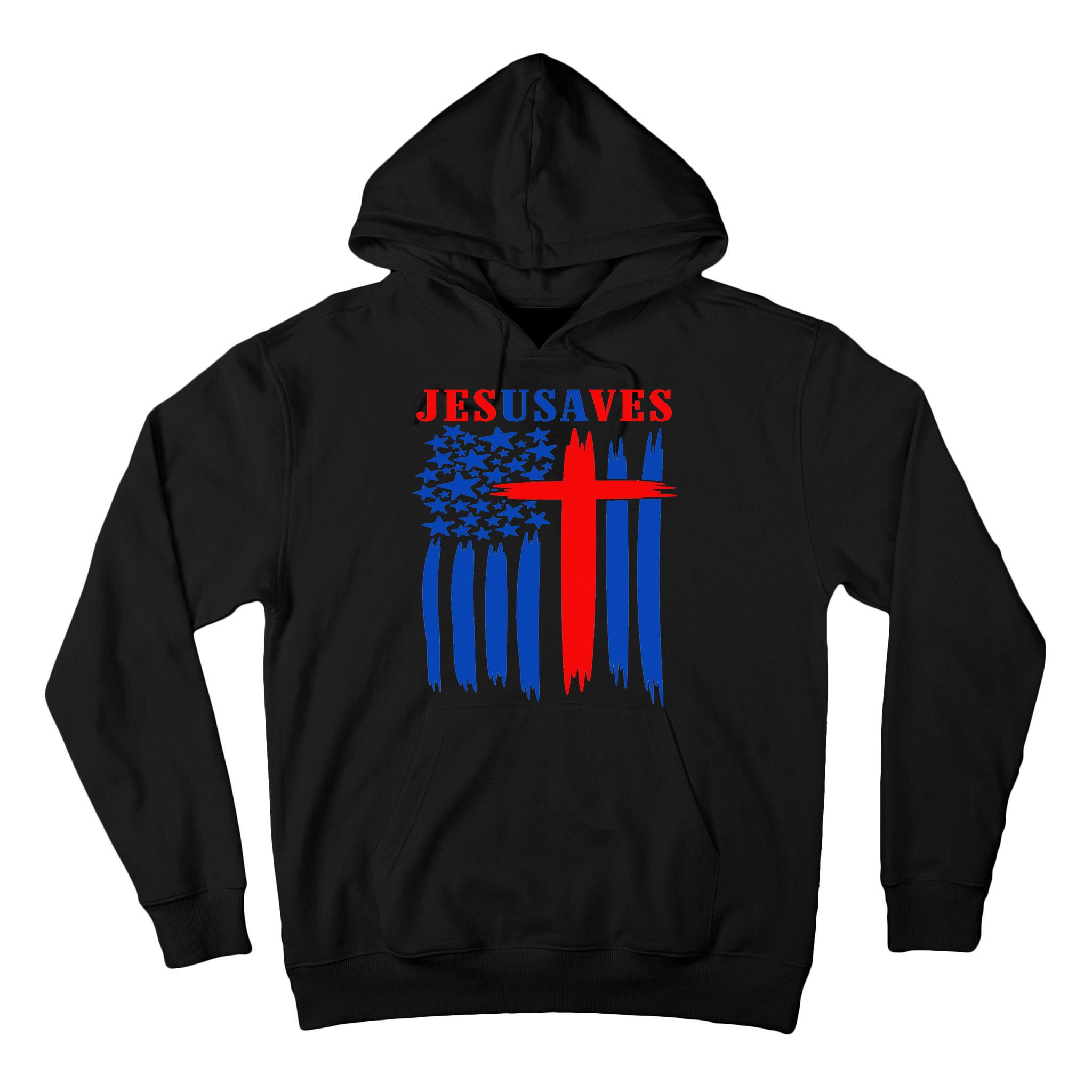 Patriotic Christian Jesus USA Saves Flag Cross America Flag Tall Hoodie