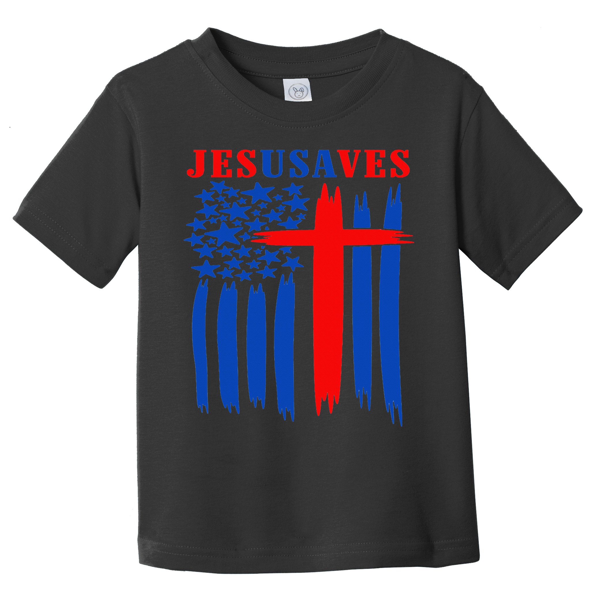 Patriotic Christian Jesus USA Saves Flag Cross America Flag Toddler T-Shirt