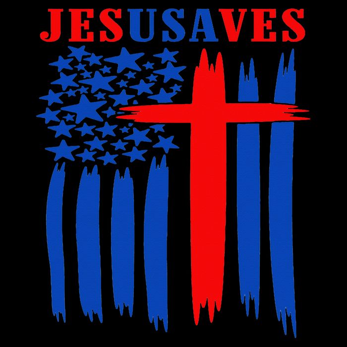 Patriotic Christian Jesus USA Saves Flag Cross America Flag Visor