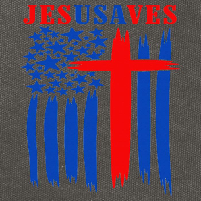 Patriotic Christian Jesus USA Saves Flag Cross America Flag Cotton Canvas Backpack