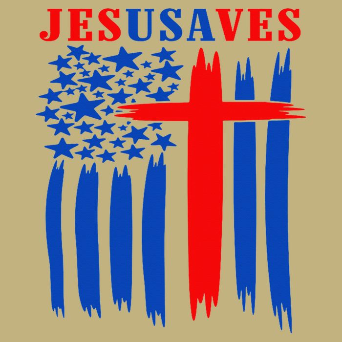 Patriotic Christian Jesus USA Saves Flag Cross America Flag T-Shirt