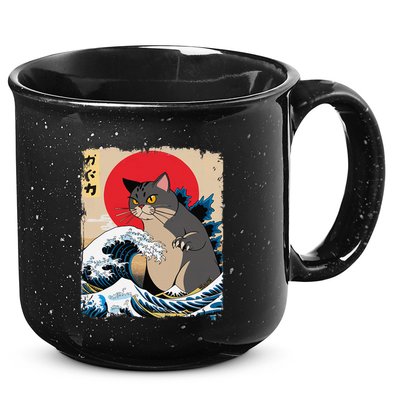 Persian Catzilla Japanese Art Funny Cat Retro Anime Sunset 15oz Campfire Ceramic Mug