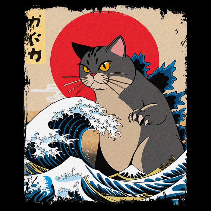 Persian Catzilla Japanese Art Funny Cat Retro Anime Sunset Mesh Reversible Basketball Jersey Tank