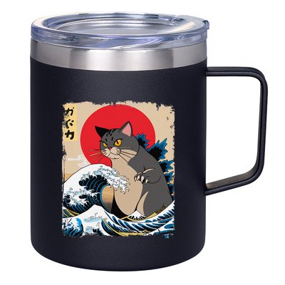 Persian Catzilla Japanese Art Funny Cat Retro Anime Sunset 12oz Stainless Steel Coffee Mug