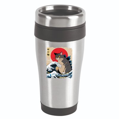 Persian Catzilla Japanese Art Funny Cat Retro Anime Sunset 16oz Travel Tumbler