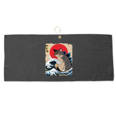 Persian Catzilla Japanese Art Funny Cat Retro Anime Sunset Large Microfiber Waffle Golf Towel