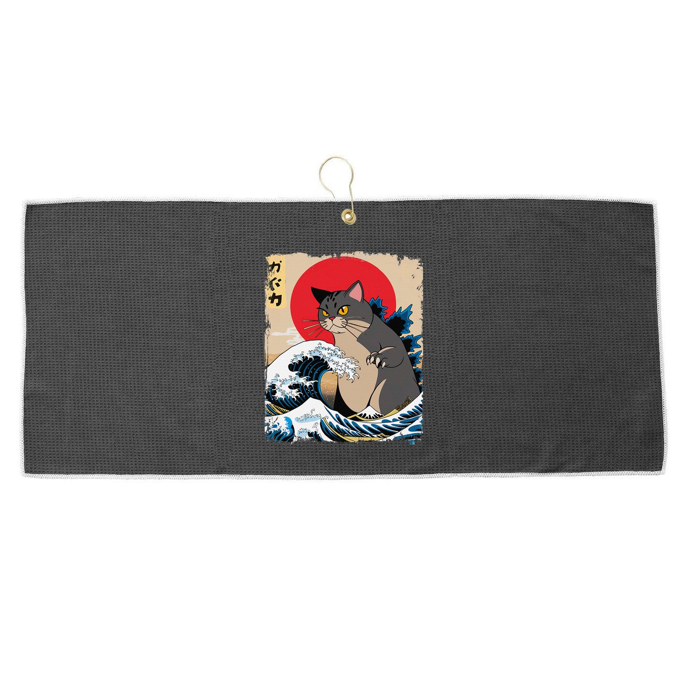 Persian Catzilla Japanese Art Funny Cat Retro Anime Sunset Large Microfiber Waffle Golf Towel