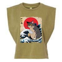 Persian Catzilla Japanese Art Funny Cat Retro Anime Sunset Garment-Dyed Women's Muscle Tee