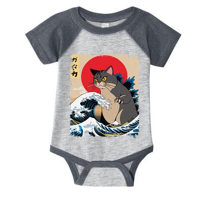 Persian Catzilla Japanese Art Funny Cat Retro Anime Sunset Infant Baby Jersey Bodysuit