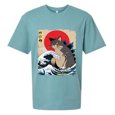 Persian Catzilla Japanese Art Funny Cat Retro Anime Sunset Sueded Cloud Jersey T-Shirt
